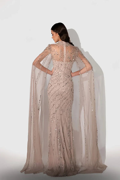 FATAPAESE Luxury Evening Dress 2025 Sheath Beading Sequined High neck Full Sleeve Zipper Sweep Prom Dress Shiny Formal Gowns