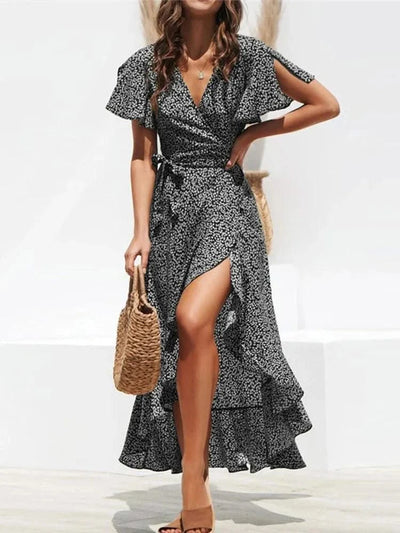 Summer Beach Maxi Dress Women Floral Print