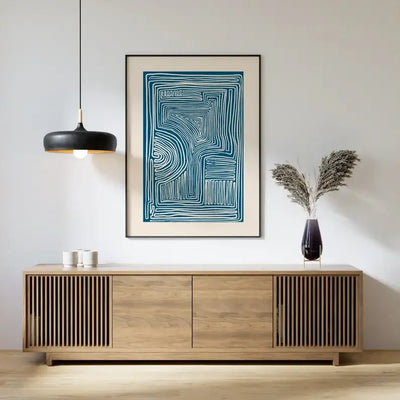 Minimalistic Wall Decor - Line Art Print - Blue Wall Art Prints - Mid Century Modern Wall Art - Neutral Abstract canvas Poste