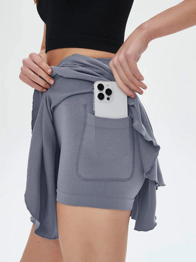 Women's sports high waisted short skirt breathable waistband safety pants and pocket tennis yoga golf mini tennis skirt