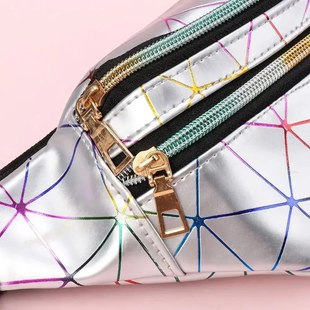 New Fashion Women Waist Packs Fanny Pack Pouch Hip Purse Satchel Laser Belt Bags Geometric Patterns Wallet