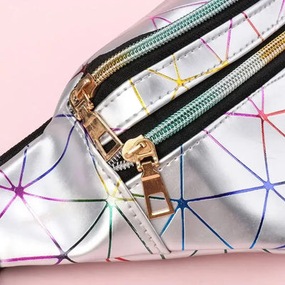 New Fashion Women Waist Packs Fanny Pack Pouch Hip Purse Satchel Laser Belt Bags Geometric Patterns Wallet