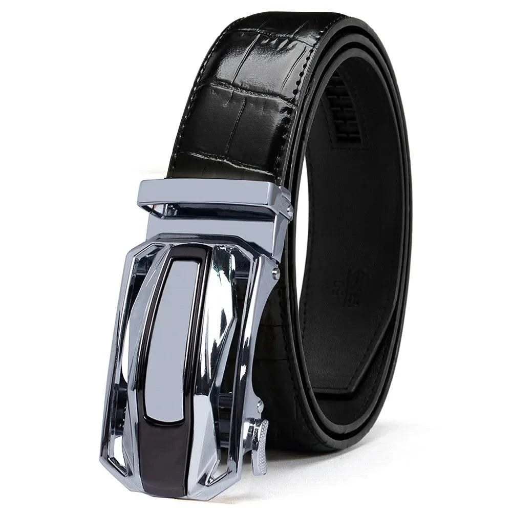 Men Belts Leather Automatic Alloy Buckle Belts
