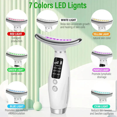 2025 EMS Micro-current Neck Face Beauty Device 7 Color Facial Massager for Enhanced Face Neck and Shoulder Care with Vibrating