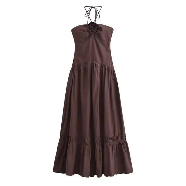 Dresses Summer Women's Chic Tube Top Hanging Neck Holiday Dress Women's Street Fashion Party Long DressFashionable temperament h