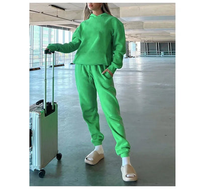 Cotton Sweatpants Sets For Women 2 Pieces Outfit Autumn Loose Hoodies And Pants Sets Sports Suits Women Tracksuits Set Ladies