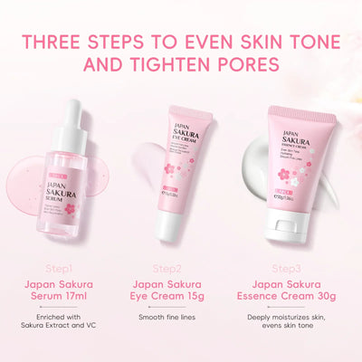 3pcs/set Sakura Skin Care Sets Face Cream Serum Eye Cream Face Beauty Products for Women Daily Moisturizing Skin Care Products