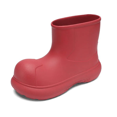 The Mid-top of The Women's Rain Boots Is Available in Solid Multi-color Options Including Waterproof and Anti-slip Flat Shoes