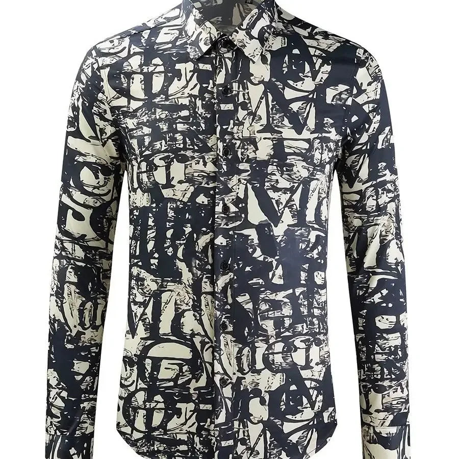 Printed Shirts Are Fashionable and Handsome Long-sleeved Trendy Personality Men's Casual Shirts
