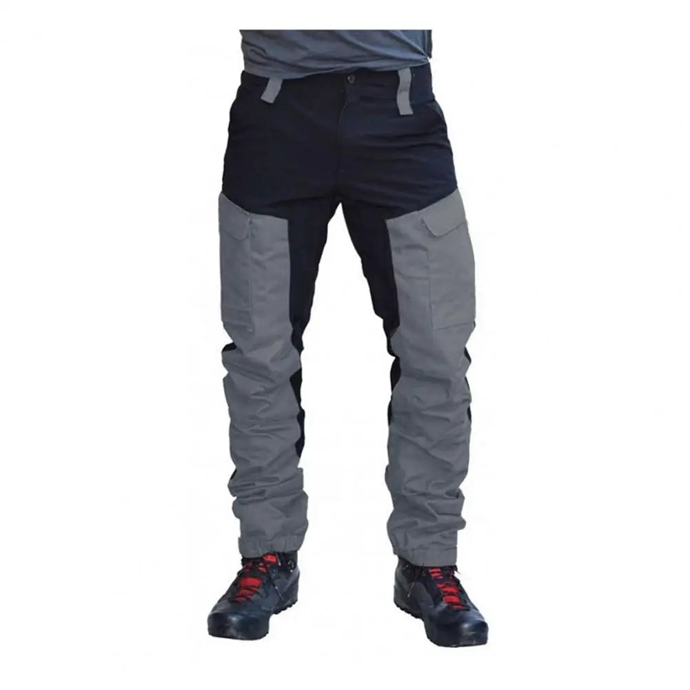 2024 Men Hiking Camping Pants Color Block Multi Pockets Wear-Resistant Sports Pants Outdoor Camping Hiking Work Cargo Pants
