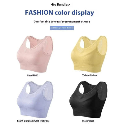 Sports For Women With Hollowed Out Beautiful Back, Yoga Vest, Fixed Chest Pad, Non Steel Ring Gathered Sports Bra