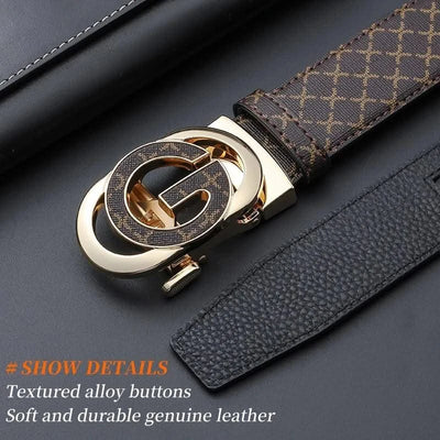 Men's Genuine Leather Belt With Automatic "G" Buckle - Fashionable Business Casual Style