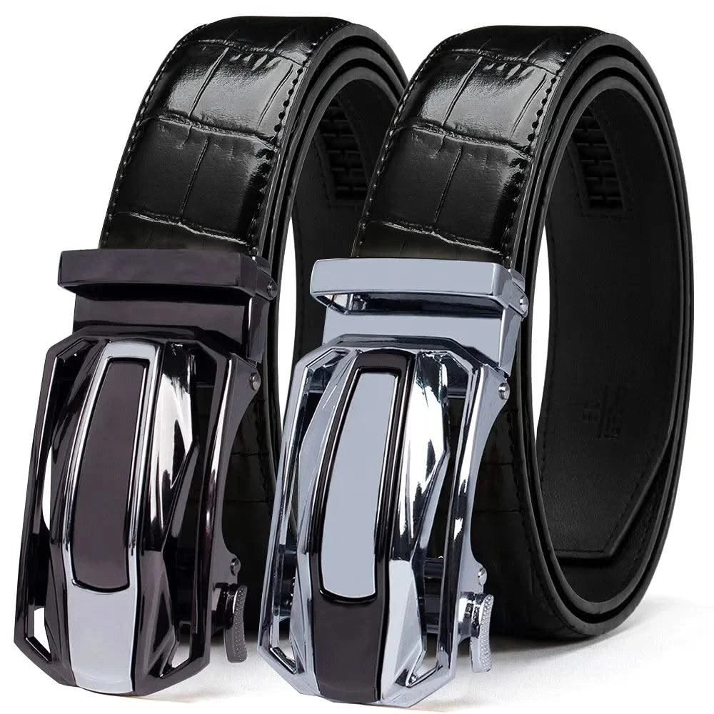 Men Belts Leather Automatic Alloy Buckle Belts