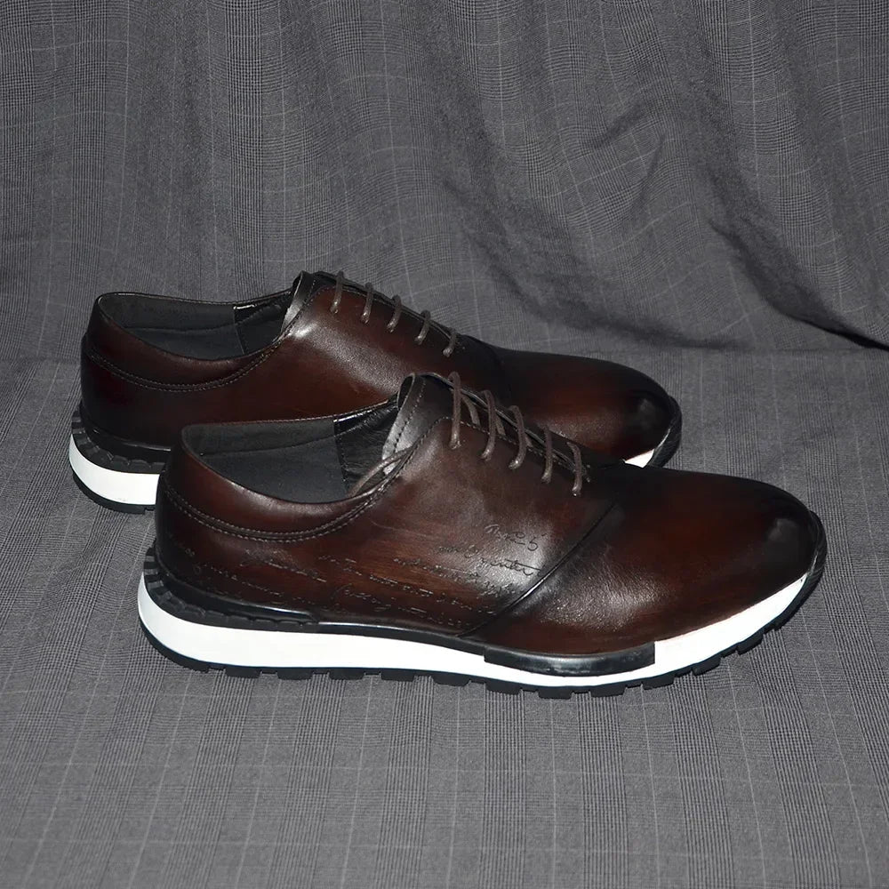 Luxury Brand Design Men's Oxford Shoes Fashion France Style Leather Sneakers Slip-on Casual Business Travel Non-slip Male Shoes