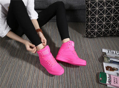 2023 Autumn Designer Wedges White Platform Sneakers Women Shoes Leather Black High Top Sneakers Hidden Increasing Basket Femme