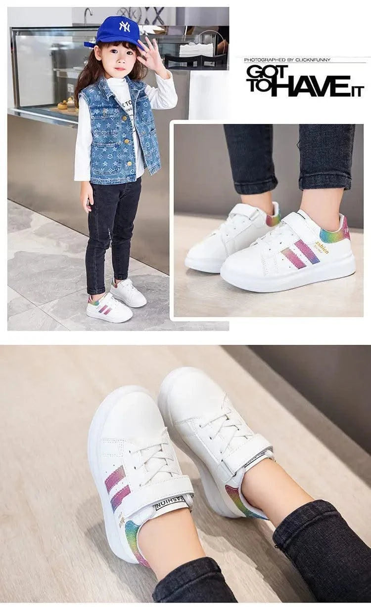 Children's Sports Shoes Non-slip New Tennis Shoes for Girls Fashion Boys Versatile Kids Causal School Running Sneakers Hook Loop