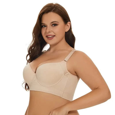 Dimmkof Full Back Coverage Push up Bras Women's Hide Back Fat Deep Cup Shapewear Fat Smoothing Uplift Underwire Bra For Big Bust