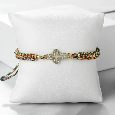 High Quality Crystal Hollow Cross Braided Bracelet Prayer Healing Bangle&Pulsera Chain Women Yoga Jewelry Gift
