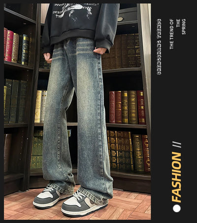 Autumn New Men's Jeans Baggy Straight Wide Leg Male Fashion Vintage Denim Pants Men Youth Popular Brand Streetwear Jean Trousers