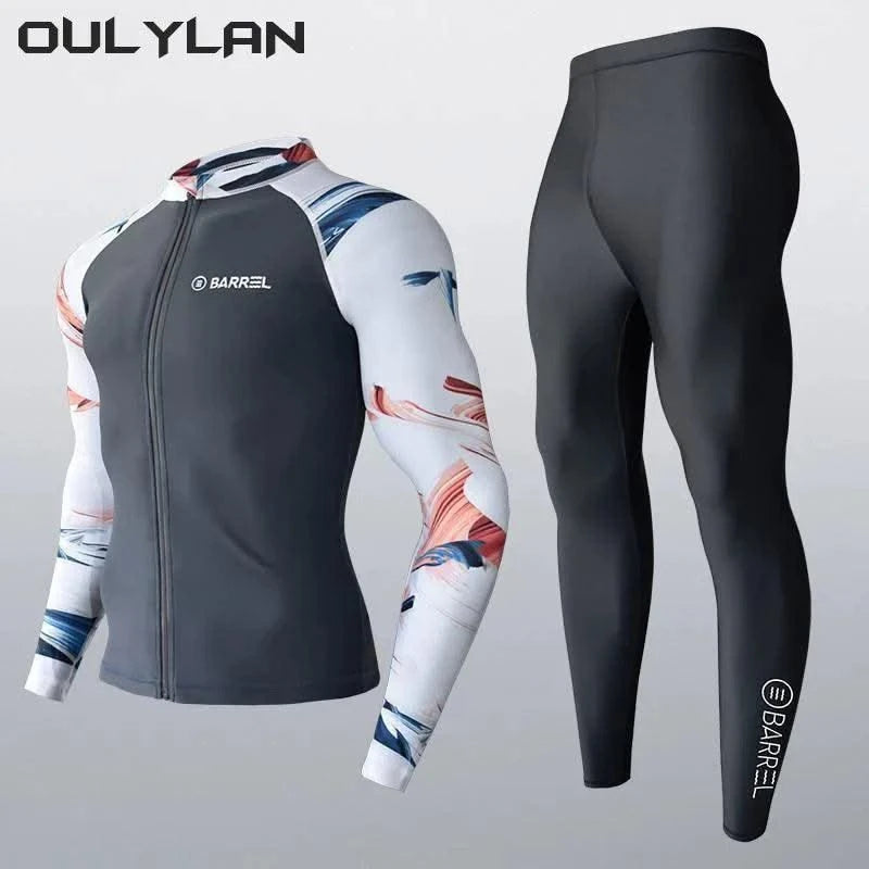Long Sleeve Neoprene Wetsuit Women Rash Guards Swimwear Two-Piece Swimsuit Men Surfing Swimming Suit Beach Diving Bath Suit