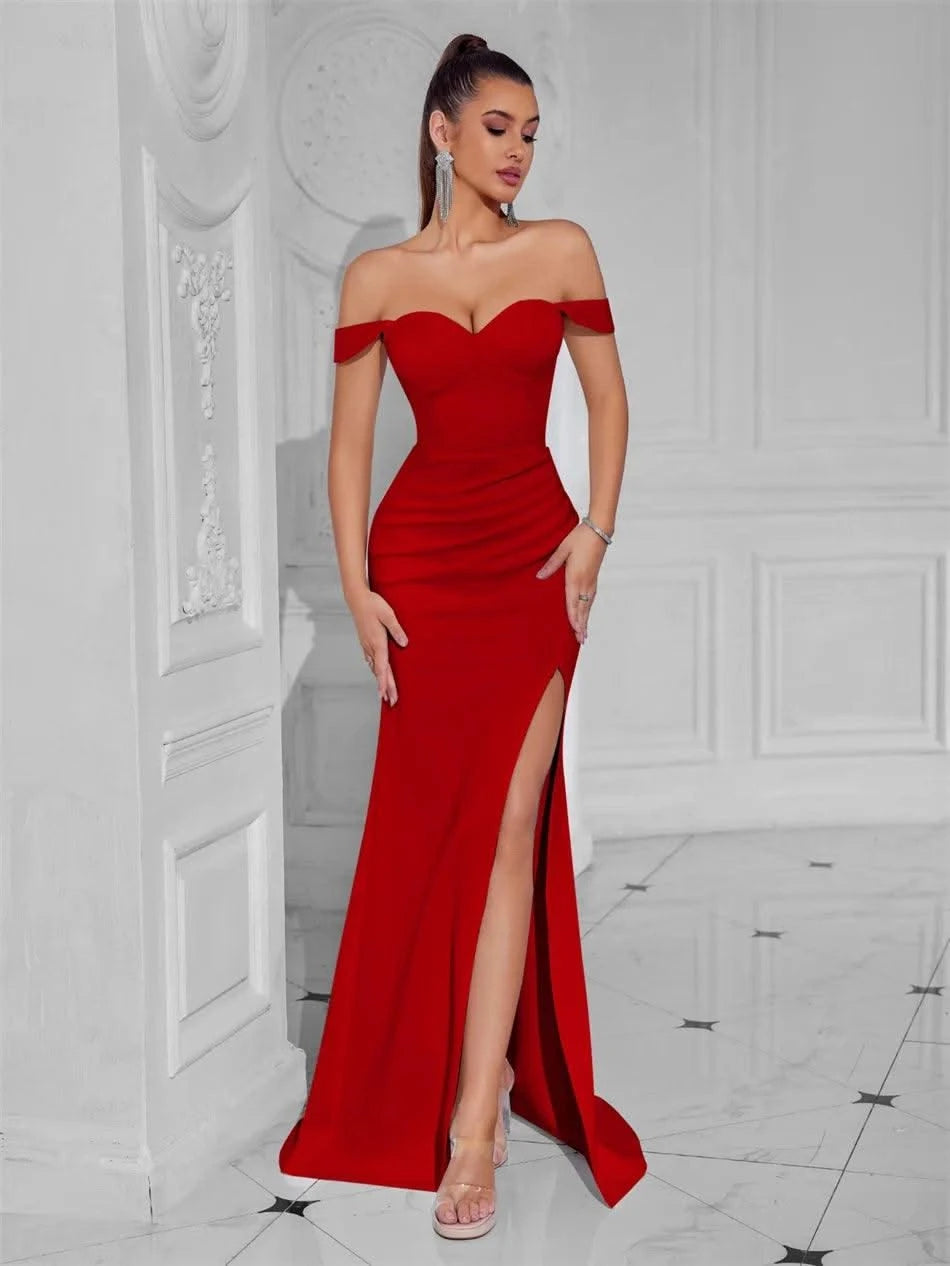 Cocktail Dress For Women Off Shoulder Sexy Floor Length Party Evening Night Outfit Club Formal Wedding Guest Maxi Gala Vestidos