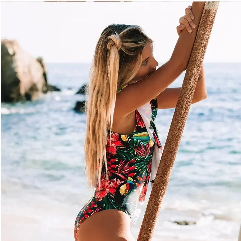 Sexy One Piece Swimsuit Push Up Swimwear Women Ruffle Adjustable Shoulder Swimsuit Bodysuit  Bathing Suit Women