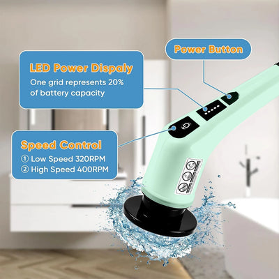 Electric Cleaning Brush, WirelessElectric Rotary Scrubber, 7 Brush Heads And AdjustableExtension Handle, Cleaning Tools