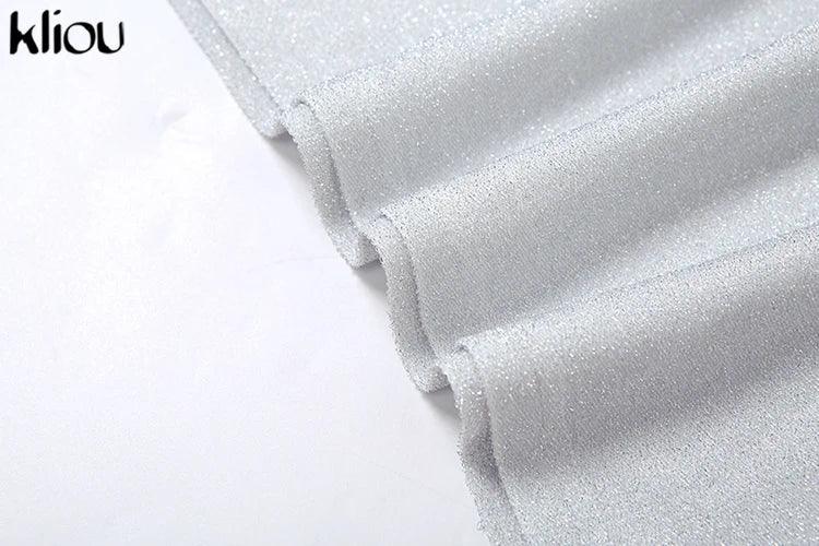 kliou Sequins Women Maxi Dress Stunning Shiny Elegant Sleeveless Backless Sheath Vestidos Mujer Elegant Fashion Evening Bodycon