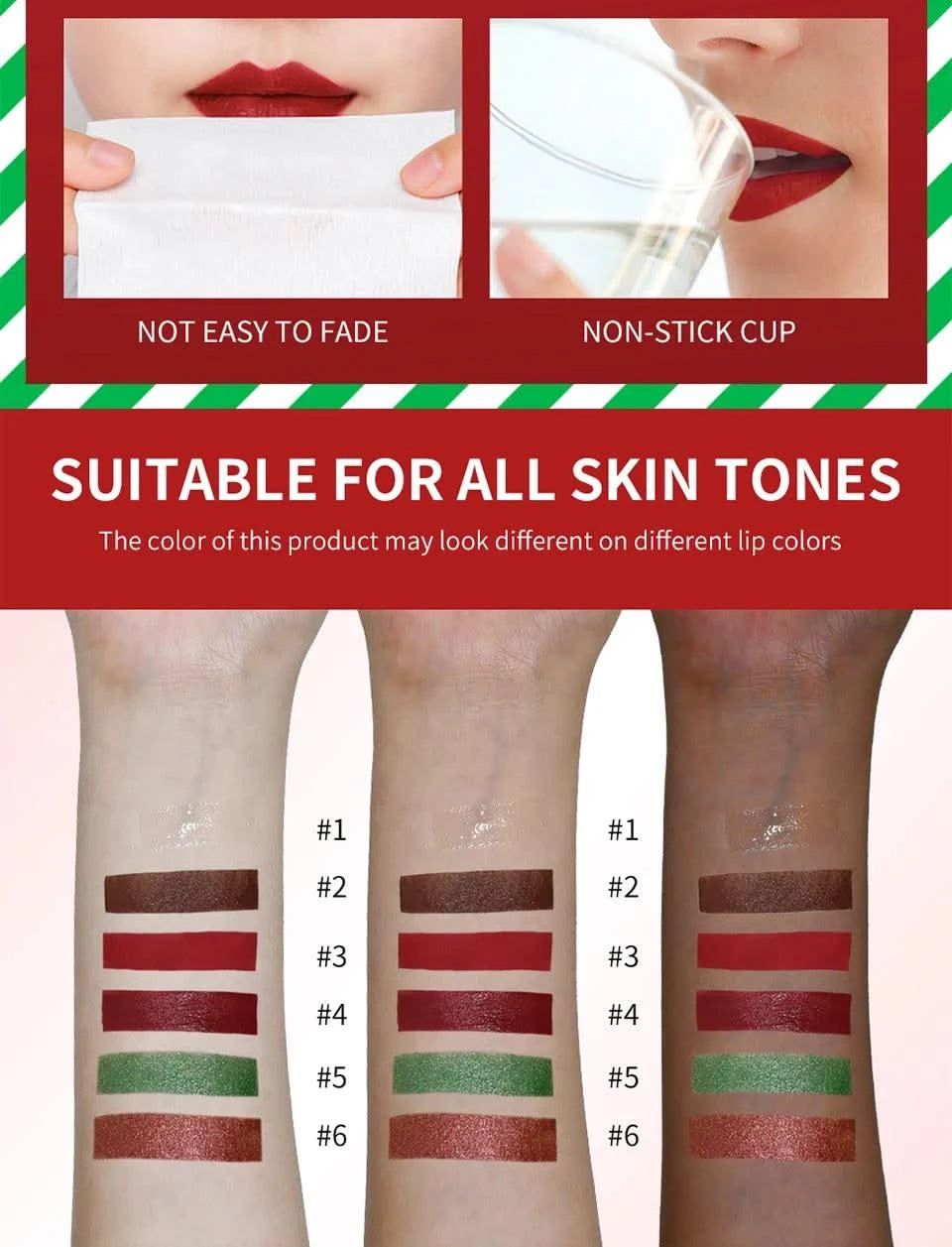 Christmas Colorful  Long-Lasting Water Resistant Lipsticks Lip Gloss Set Woman Makeups