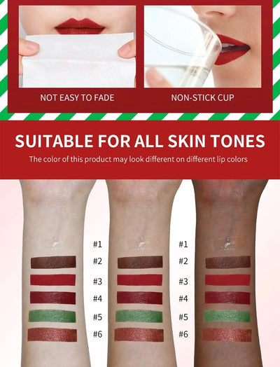 Christmas Colorful  Long-Lasting Water Resistant Lipsticks Lip Gloss Set Woman Makeups