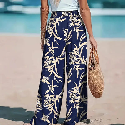 2025 Women's Wide Legs Fashion Comfortable Loose Vacation Style Wide Leg Printed Trousers Bohemian Casual Women's Pants