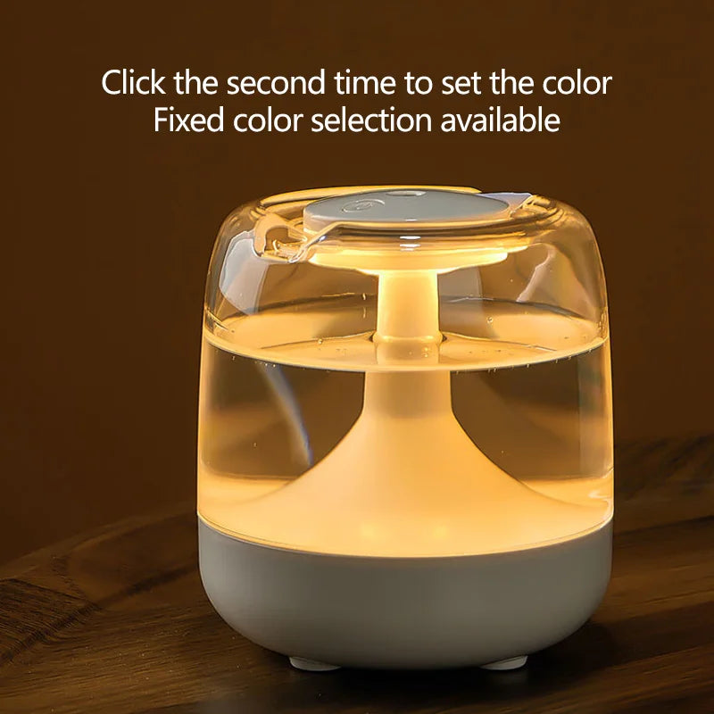 Air Humidifier Cute Ultrasonic Colorful Night Light Mini Humidifier Diffuser Transparent  Portable Home Bedroom Aroma Diffuser
