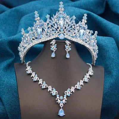 Wedding Tiaras, Bridal Set Costume Accessories, Jewellery Sets for Women 3 Pcs Necklace, Earrings and Crown