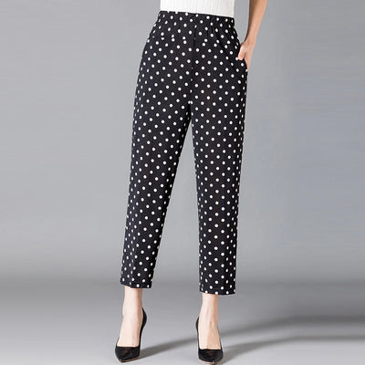 XL-8XL Summer Women Harem Pants Casual High Waist Pants Printed Elastic Waist Middle Aged Women Trousers Summer Bottoms