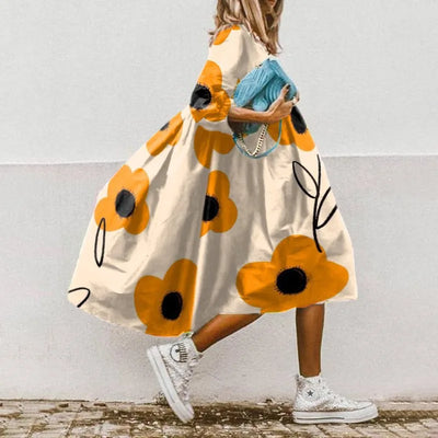 Dresses For Women 2023 Autumn New Loose Color Printed Vestidos Fashion Casua Party Vacation Ladies Bohemian Beach Dress MsChuh