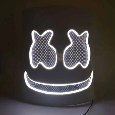 LED Marshmallow Mask Light Up Full Face DJ Helmet For Halloween Cosplay, Rave Music Festival Party Luminous Headgear