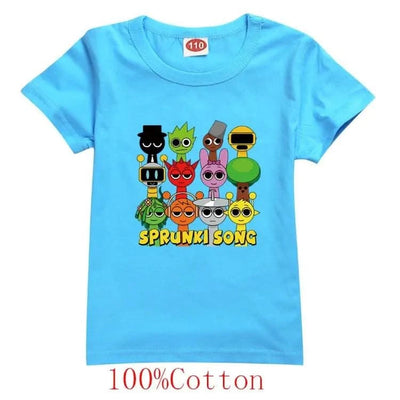 Camisas Sprunki Incredibox Figuras Kids Game Sprunky Tshirt Boys Short Sleeve Tops Girls Cartoon Clothes Children Summer Clothes