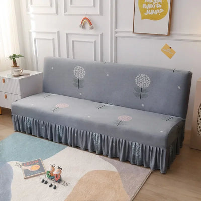 1/2/3Seater Sofa Bed Cover with Skirt Elastic Printing Seat Cover Armless Sofa Bed Cover Sofa Covers for Living Room Home Decor