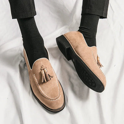 Luxury Designer Men Suede Tassels Blue Green Oxford Brogue Shoes Moccasins Wedding Prom Homecoming Party Footwear Zapatos Hombre