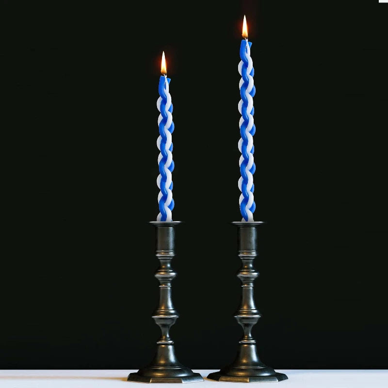 2PACK Havdalah Candle Blue and White Braided Jewish Largest Candle Smokeless Lighting Shabbat Candles for Saturday Night