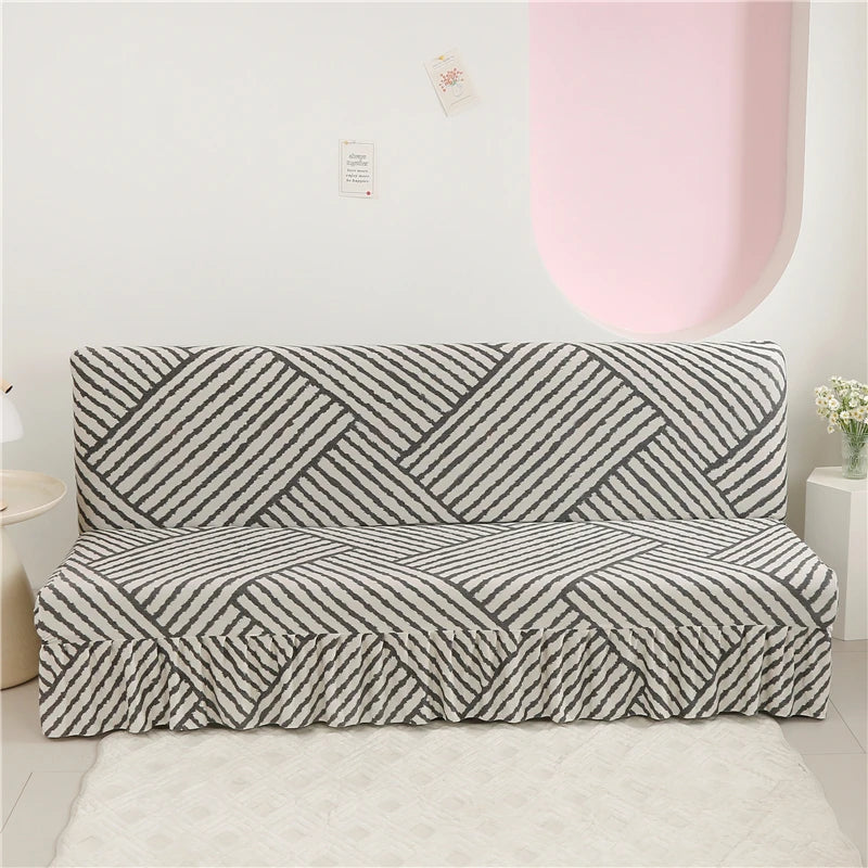 Print Armless Sofa Bed Cover With Skirts Without Armrest Elastic Folding Furniture home Decoration Bench Cover