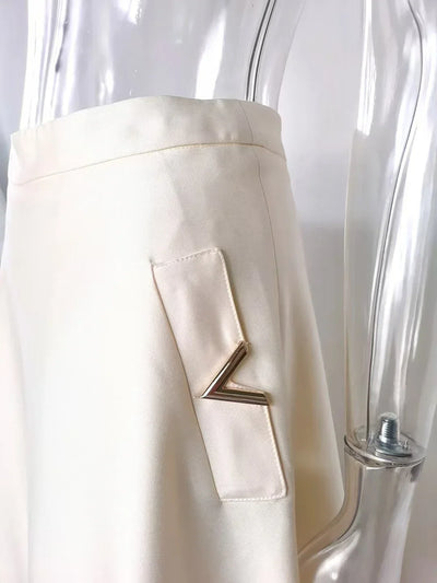 Vintage Elegant Style Lady Solid A-line High Waist Office Casual Wear Women Midi Skirt