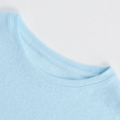 Summer Women Cotton Linen T-shirt Round Neck Thin Short-sleeved Transparent Loose Bottoming T-shirts Tops