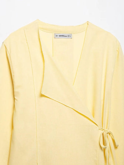 2025 Woman Fashion Linen Kimono Cross Coat Fashionable Women's Linen Blouse Shirt Women Brand Clothing