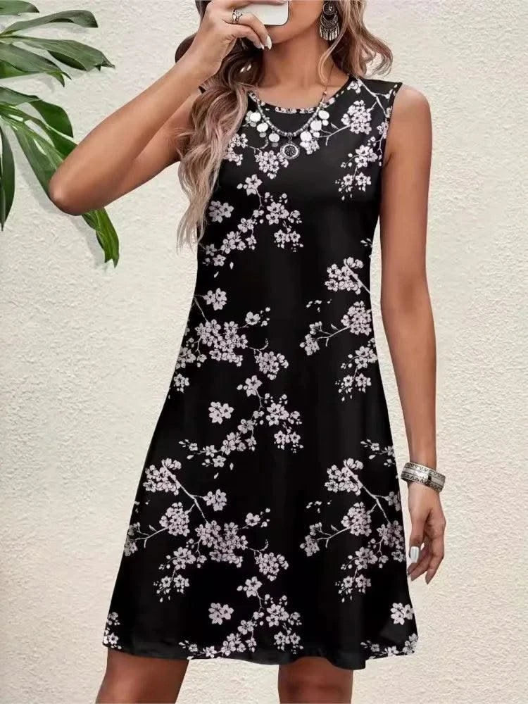 Floral Print Elegant Midi Tank Dresses For Women