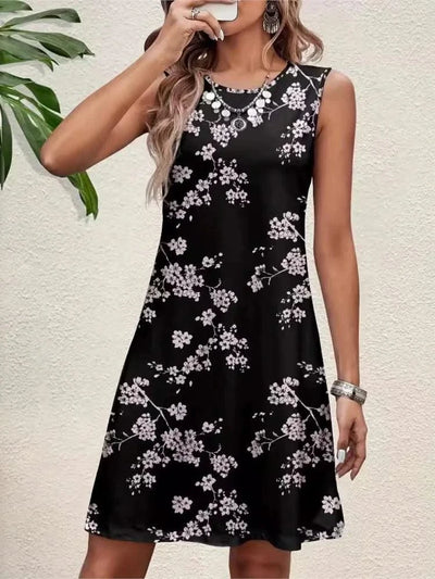 Floral Print Elegant Midi Tank Dresses For Women