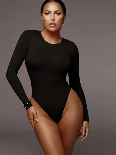 O Neck Long Sleeve Solid White Sexy Bodysuit Women Black Autumn Winter Body Top Gray Casual Lady Streetwear Bodysuits