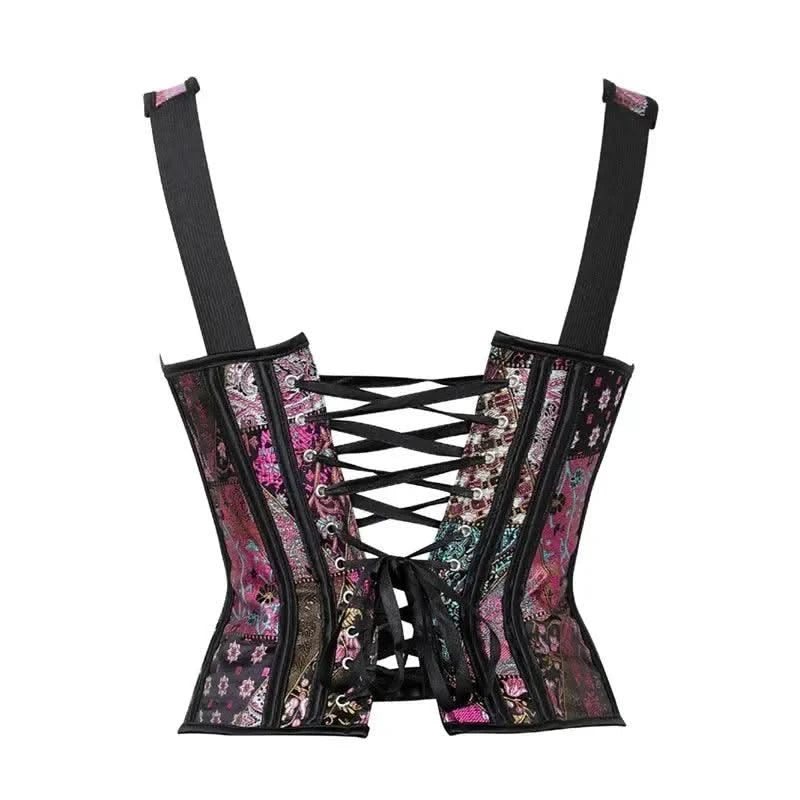 Women Corset with Straps Black Overbust