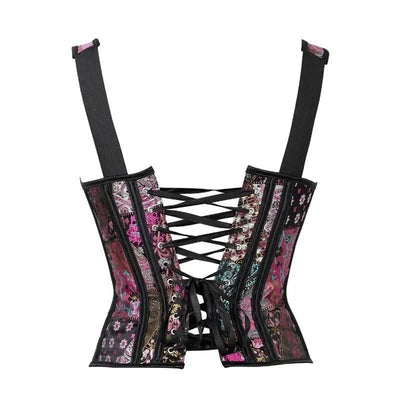 Women Corset with Straps Black Overbust