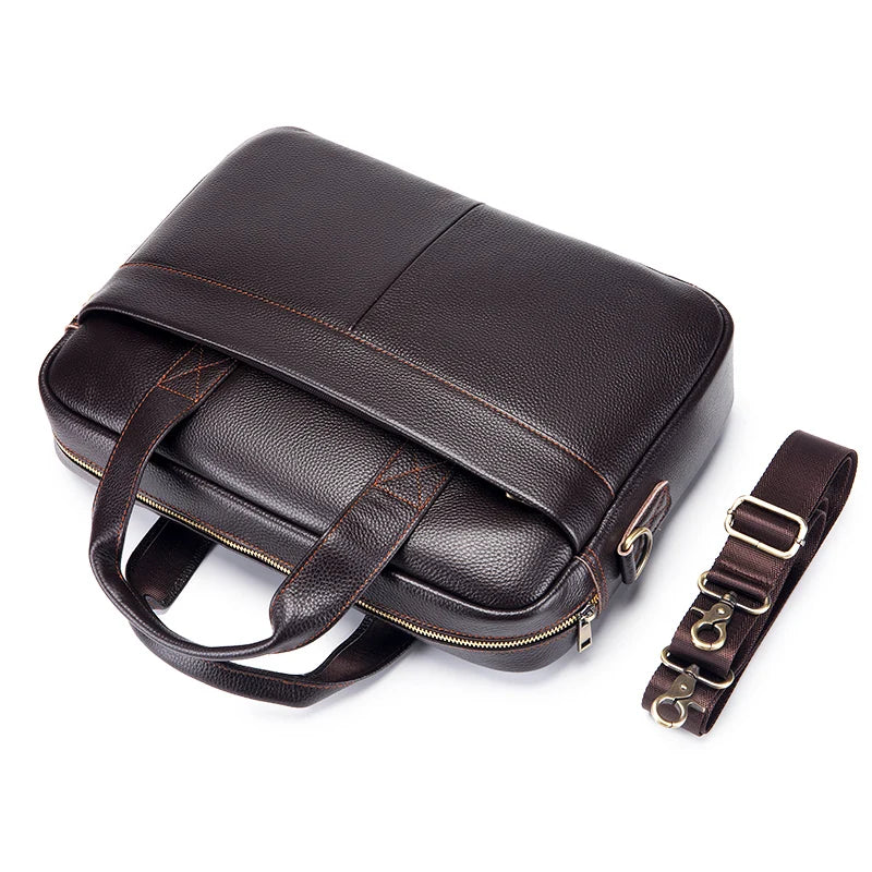 Hot selling men's bags, leather handbags, men's top layer cowhide briefcase, 14 inch computer file bag